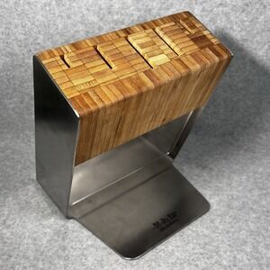Global Stainless Steel Bamboo Knife Block Holder Kitchen Countertop Organizer St